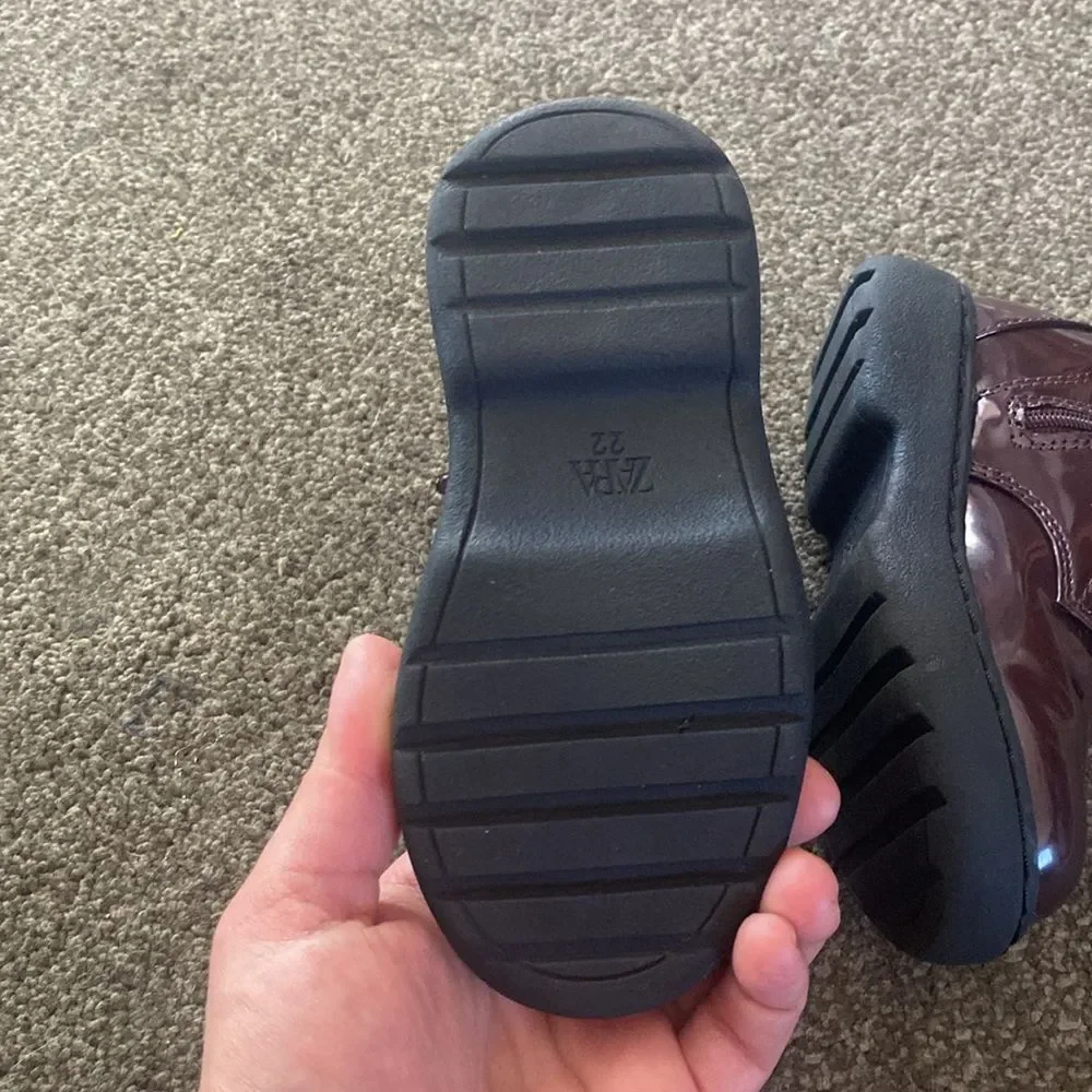 Zara Toddler Plum Purple Patent Faux Leather Combat Boots
